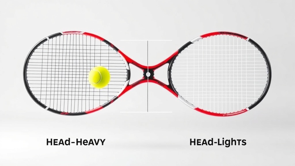 라켓의 밸런스 포인트가 스윙웨이트에 미치는 영향을 보여주는 다이어그램
